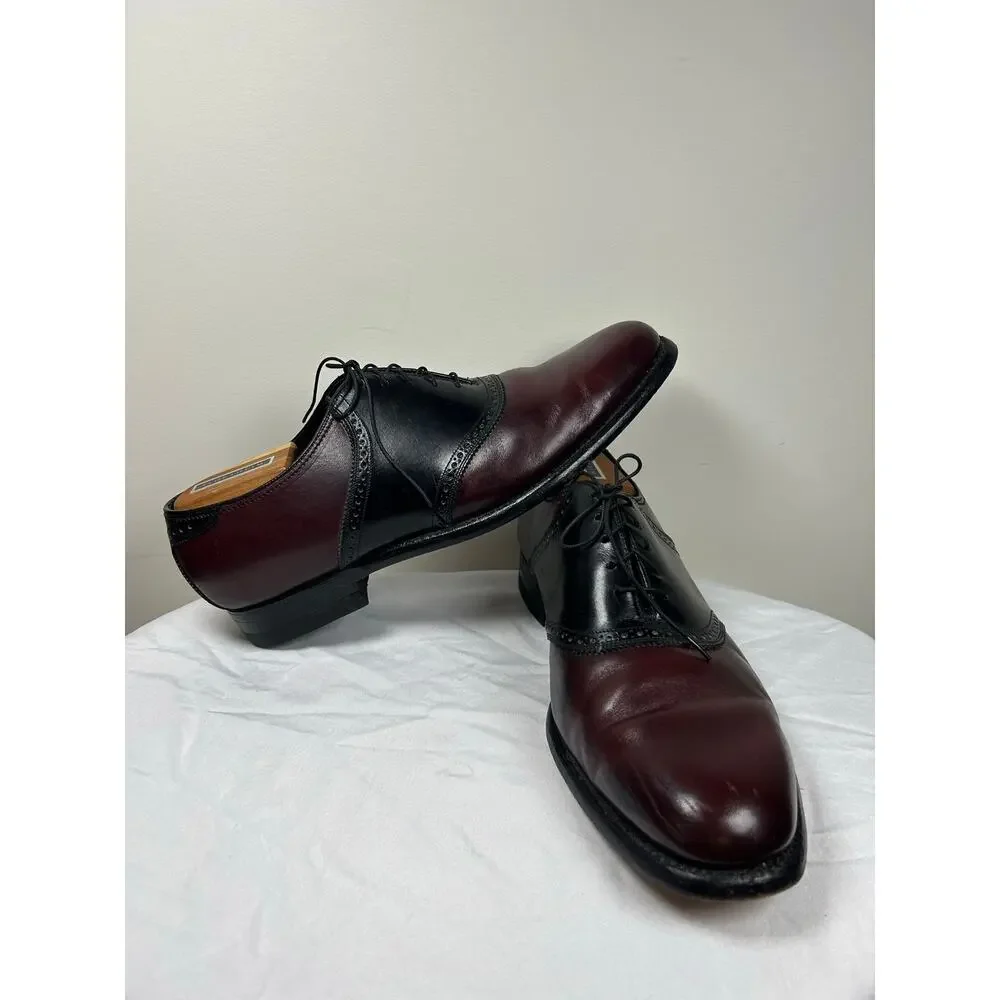 Florsheim Burgundy/Black Plain Toe Saddle Oxford men Size: 11 dress shoes office